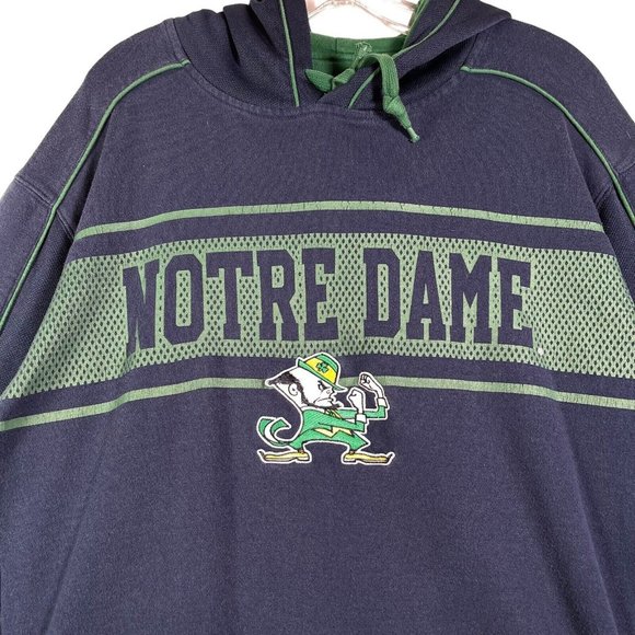 Adidas Notre Dame Pullover Hoodie Size XL Blue Green‎ Logo Spell Out Pockets - Picture 4 of 12
